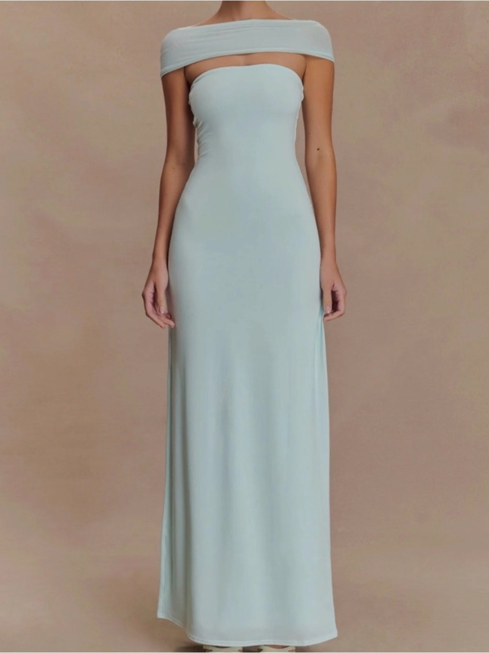 Meshki Aurora Slinky and Mesh slit maxi dress - lagoon